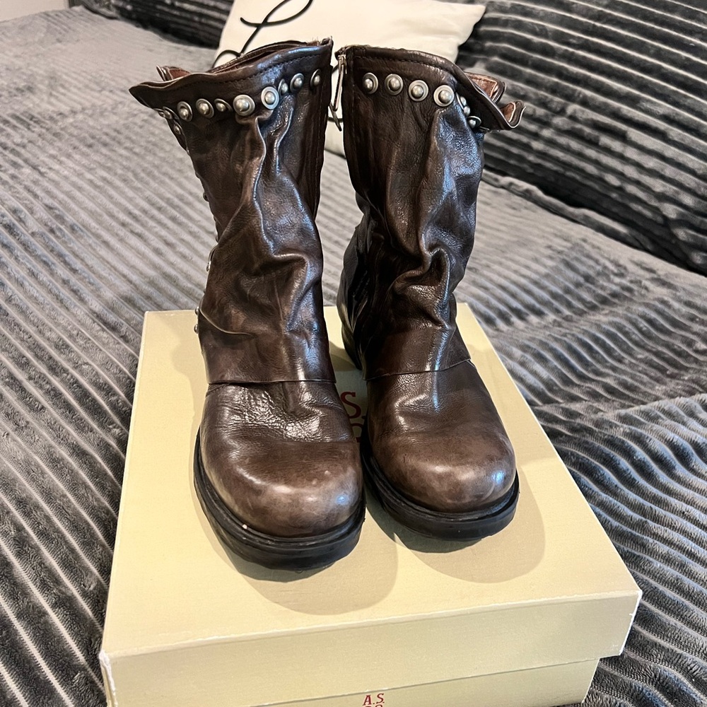 A.S.98 Brown Ankle Boots with Distressed Leather-Brand new never worn